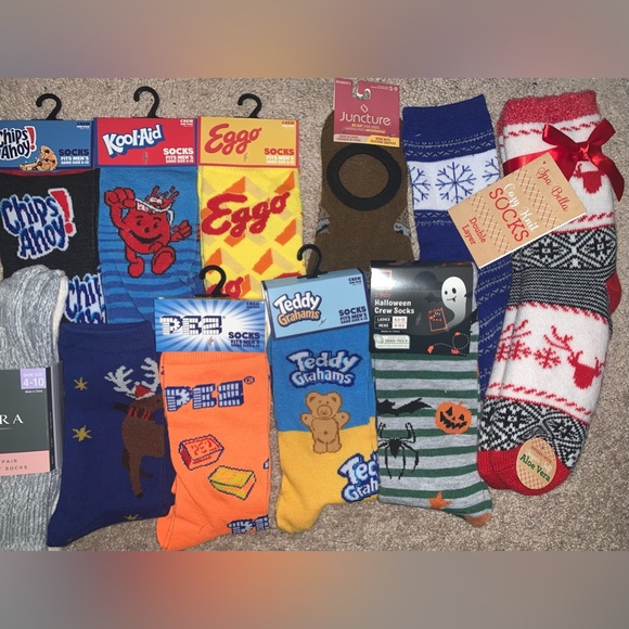 NWT. 12 pair of assorted holiday and novelty socks. Unisex. - Picture 3 of 3